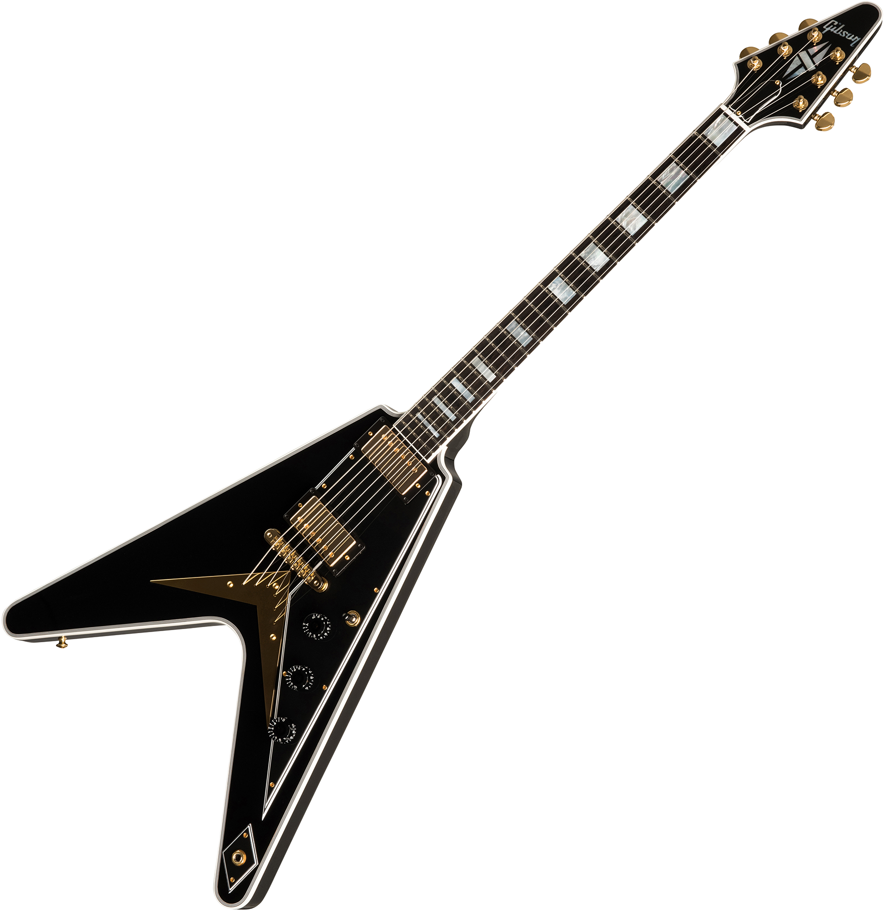 Gibson Custom Shop Flying V Custom 2019 2h Ht Eb - Ebony - E-Gitarre aus Metall - Variation 4
