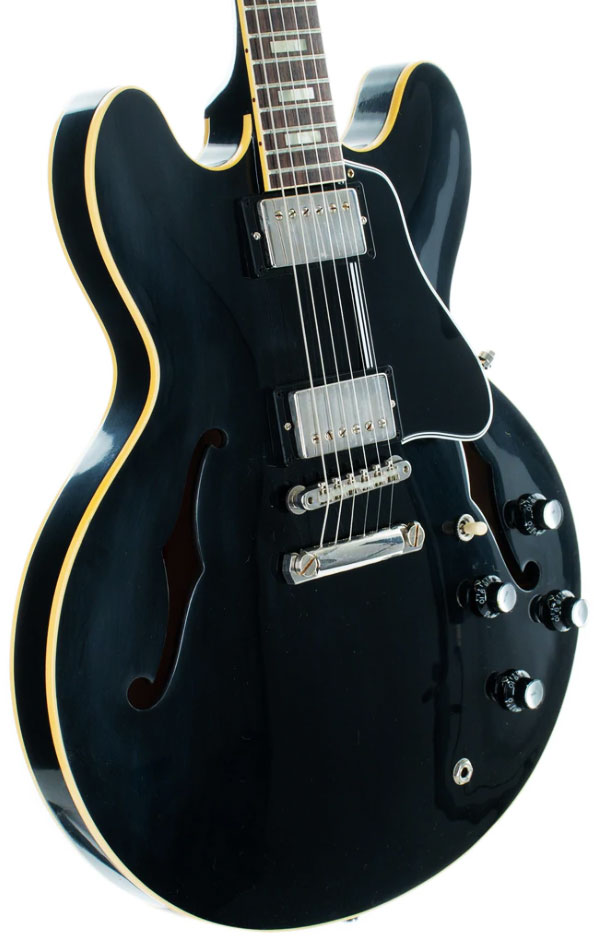 Gibson Custom Shop Historic Es-335 1964 Reissue 2h Ht Rw - Vos Ebony - Semi-Hollow E-Gitarre - Variation 2