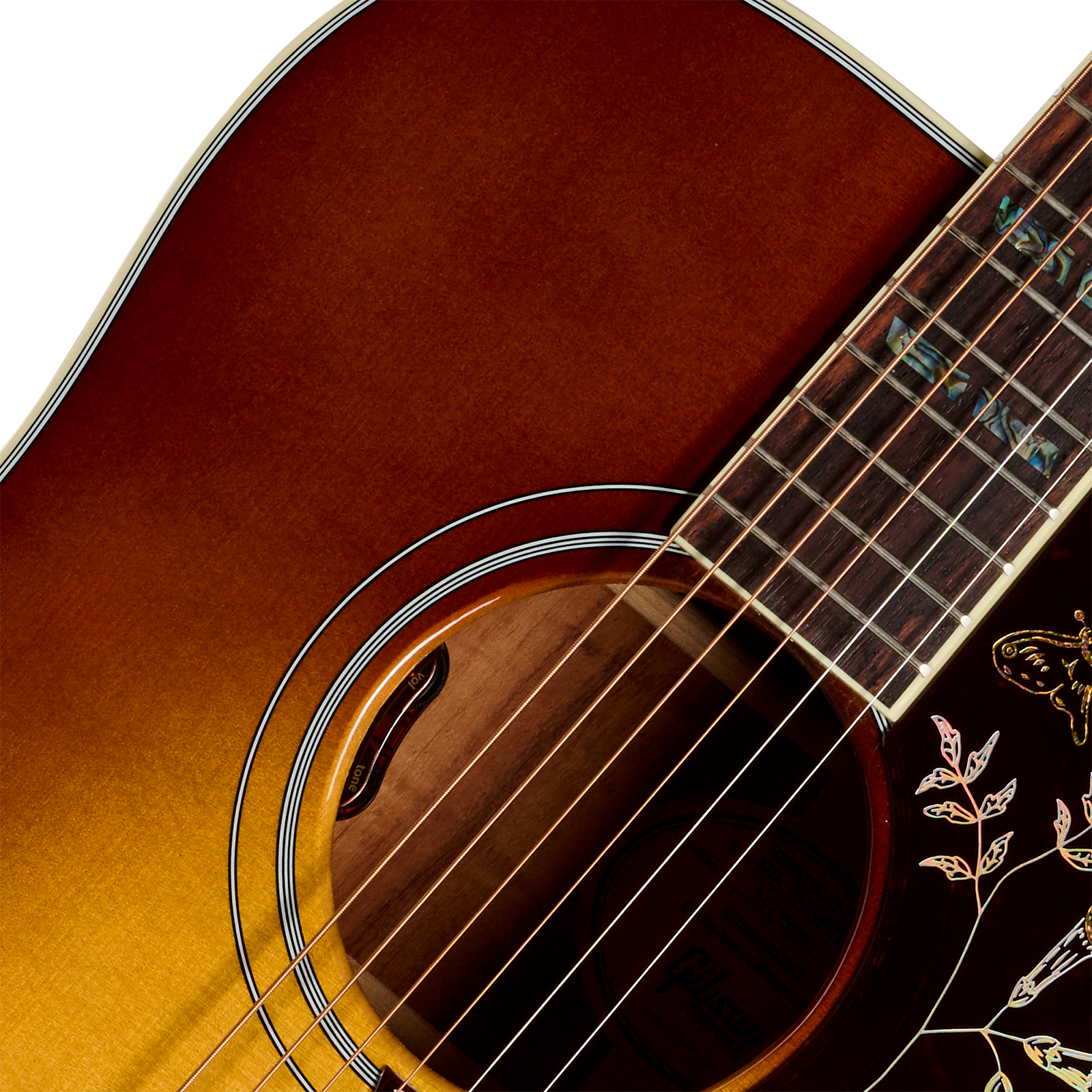 Gibson Custom Shop Hummingbird Elegant Koa Artisan Dreadnought Epicea Koa Rw - Honey Burst - Folk-Gitarre - Variation 4