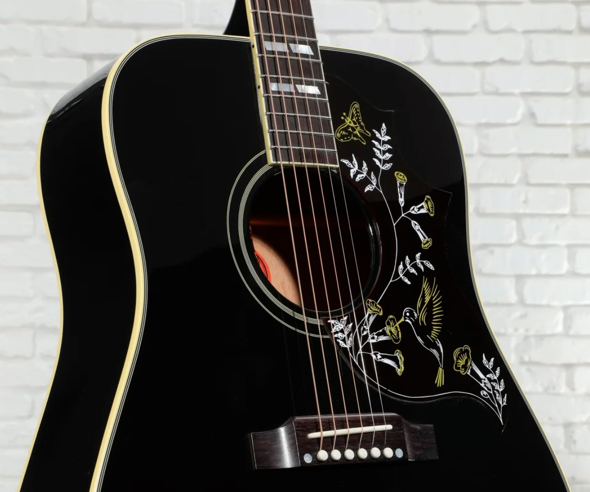 Gibson Custom Shop Hummingbird Torch Dreadnought Epicea Acajou Rw - Ebony - Folk-Gitarre - Variation 2
