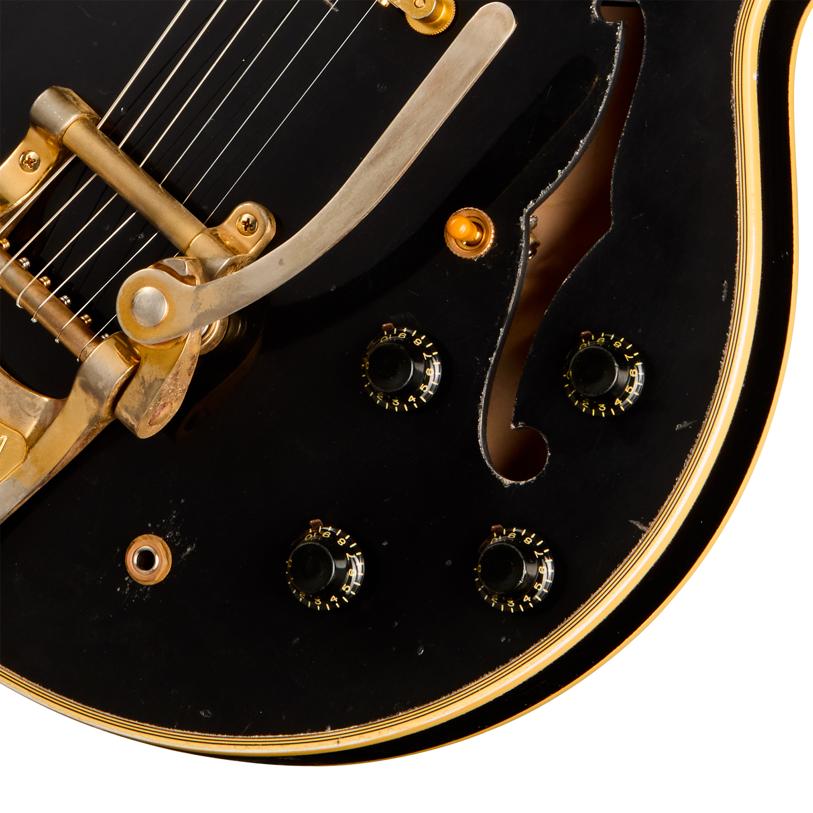 Gibson Custom Shop Keith Richards Es355 1960 Bigsby Collectors Ed. Signed Signature 2h Trem Eb #krsl131 - Murphy Lab Aged Ebony - Semi-Hollow E-Gitarr