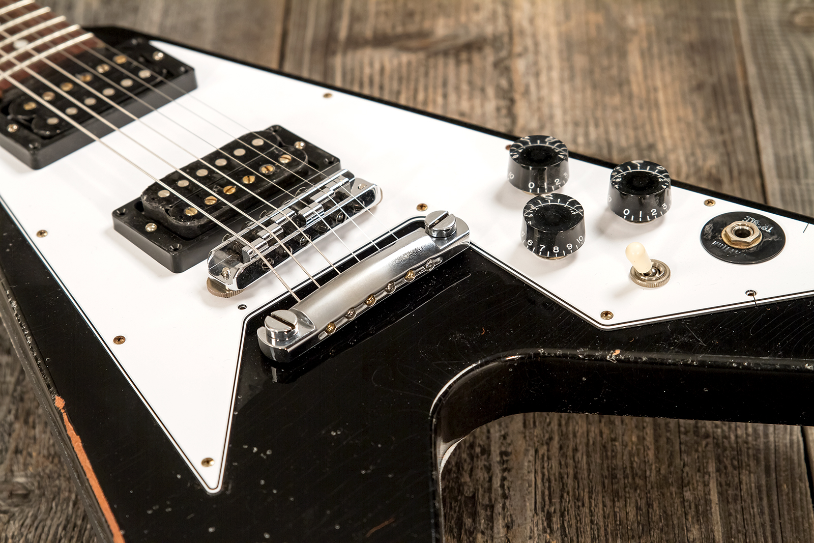 Gibson Custom Shop Kirk Hammett Flying V 1979 2h Ht Rw - Murphy Lab Aged Ebony - E-Gitarre aus Metall - Variation 6