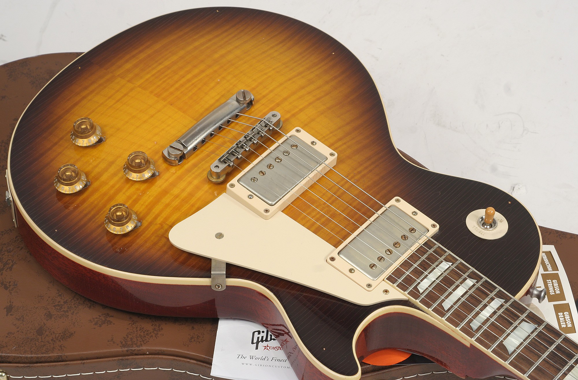 Gibson Custom Shop Les Paul 1960 Reissue 2h Ht Rw - Heavy Aged Bourbon Burst - Single-Cut-E-Gitarre - Variation 3