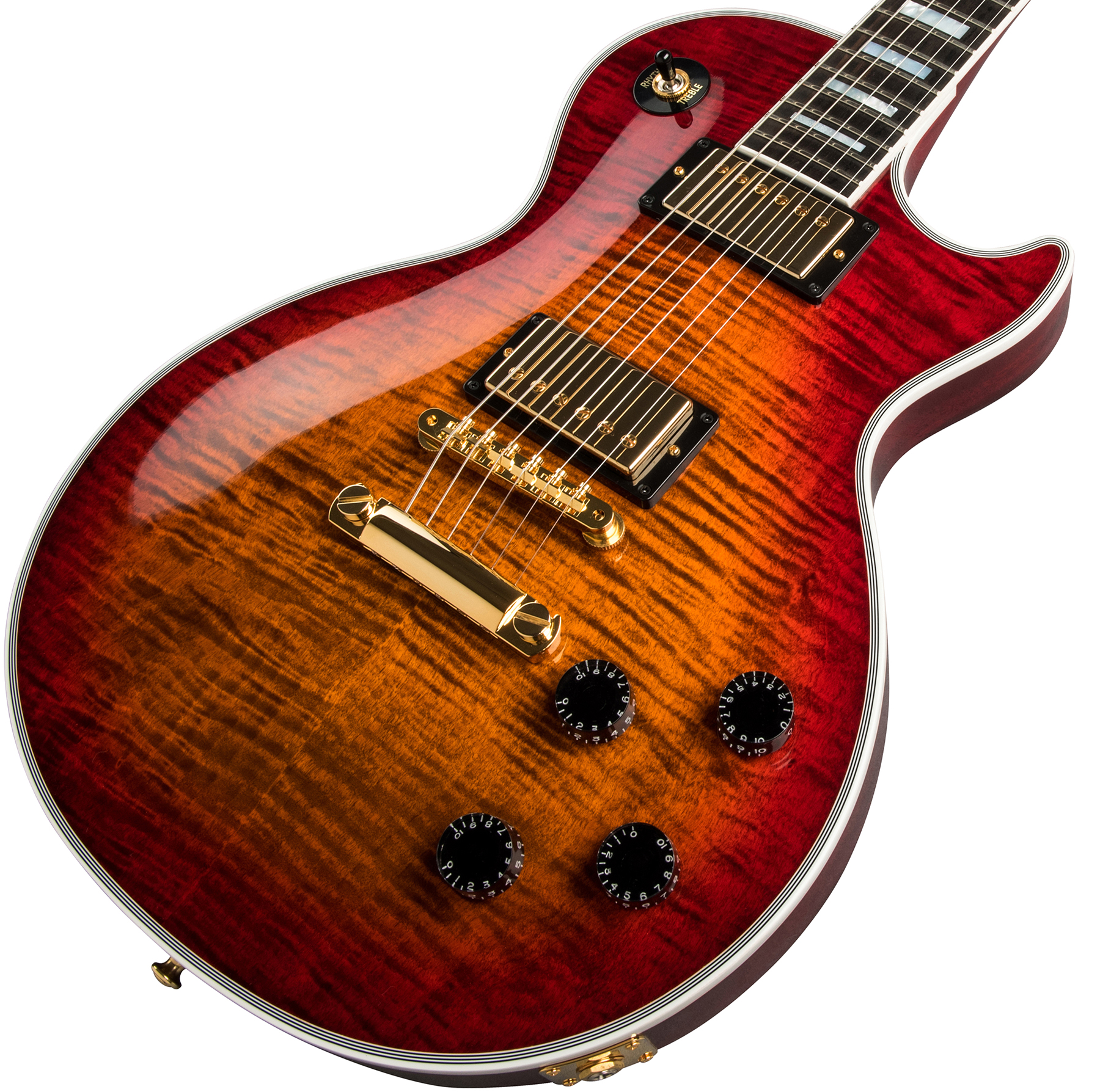 Gibson Custom Shop Les Paul Axcess Custom Figured Top 2019 2h Ht Eb - Gloss Bengal Burst - Single-Cut-E-Gitarre - Variation 3