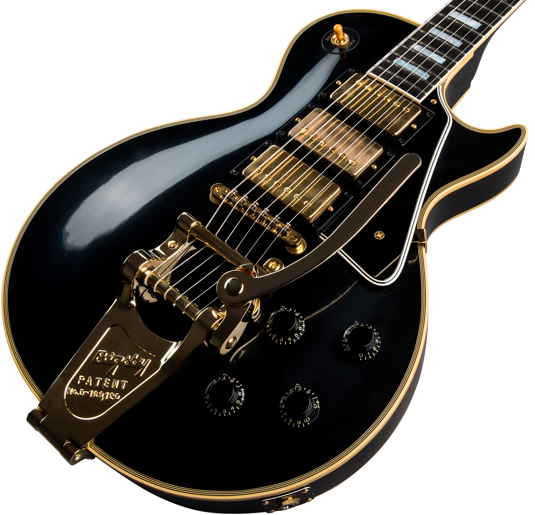 Gibson Custom Shop Les Paul Custom 1957 Reissue 3-pickup Bigsby 2019 3h Trem Eb - Vos Ebony - Single-Cut-E-Gitarre - Variation 2