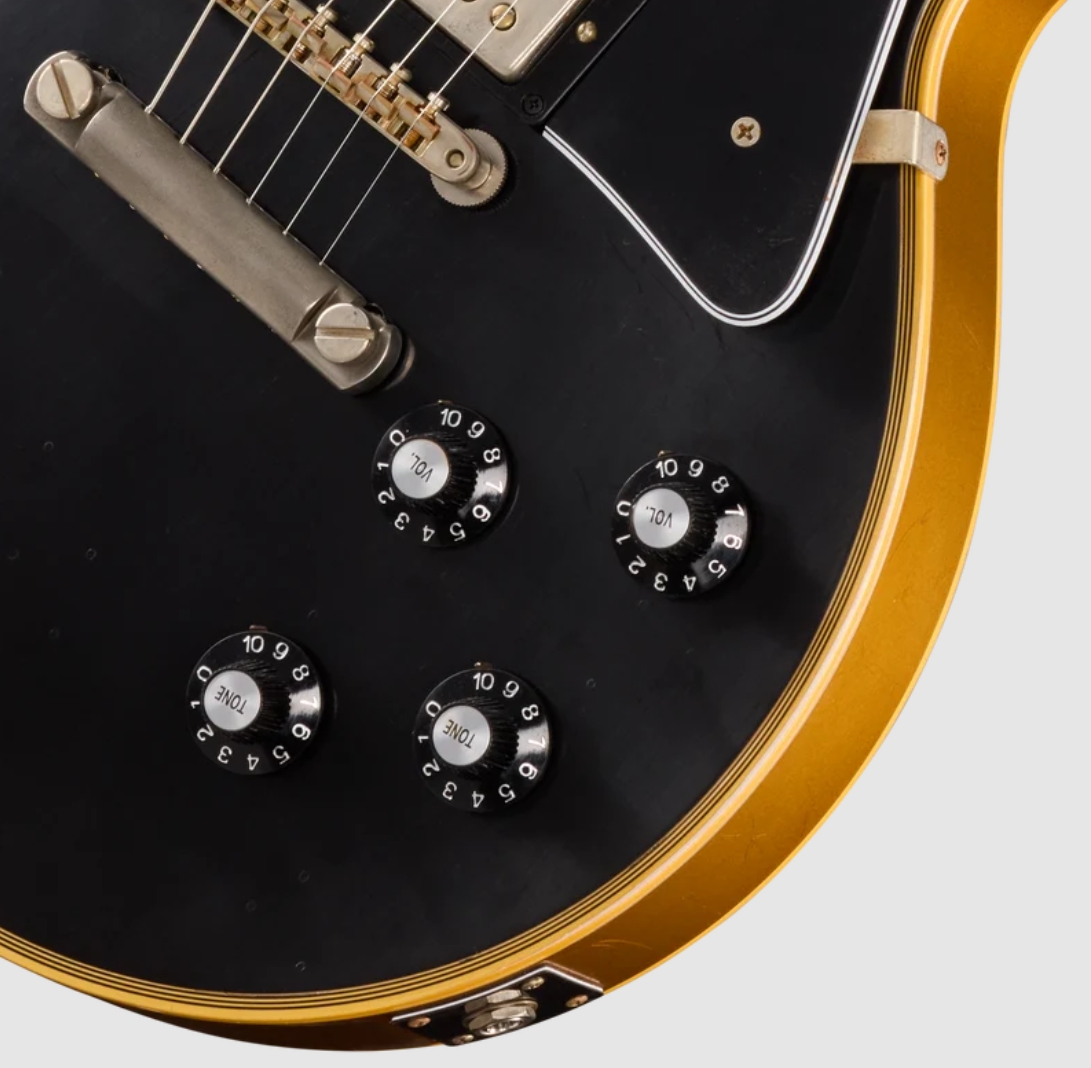 Gibson Custom Shop Les Paul Custom 1968 Le Ltd 2h Ht Eb - Vos Ebony Top / Antique Gold Back - Single-Cut-E-Gitarre - Variation 3