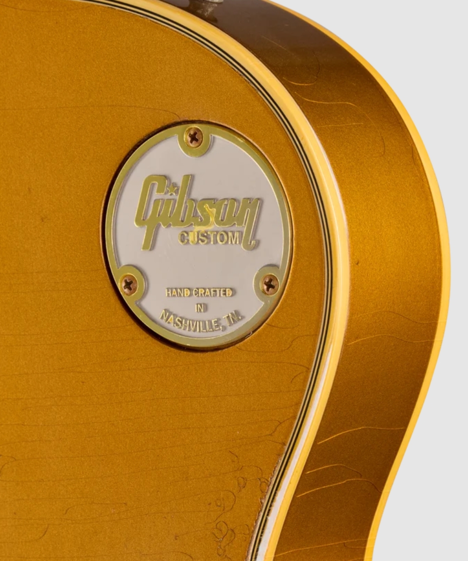 Gibson Custom Shop Les Paul Custom 1968 Le Ltd 2h Ht Eb - Vos Ebony Top / Antique Gold Back - Single-Cut-E-Gitarre - Variation 5