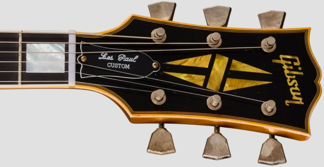 Gibson Custom Shop Les Paul Custom 1968 Le Ltd 2h Ht Eb - Vos Ebony Top / Antique Gold Back - Single-Cut-E-Gitarre - Variation 6