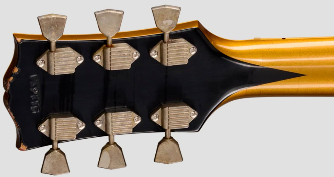 Gibson Custom Shop Les Paul Custom 1968 Le Ltd 2h Ht Eb - Vos Ebony Top / Antique Gold Back - Single-Cut-E-Gitarre - Variation 7