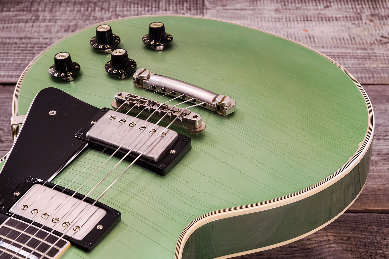 Gibson Custom Shop Les Paul Custom 1968 Reissue 2h Ht Eb - Murphy Lab Light Aging Jade Green - Single-Cut-E-Gitarre - Variation 16