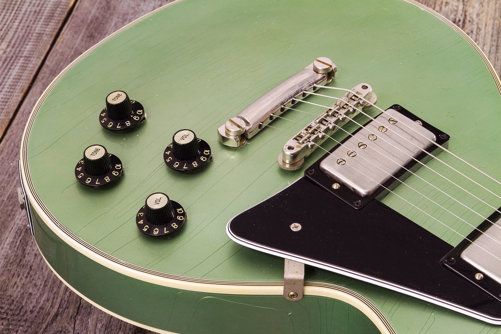 Gibson Custom Shop Les Paul Custom 1968 Reissue 2h Ht Eb - Murphy Lab Light Aging Jade Green - Single-Cut-E-Gitarre - Variation 17