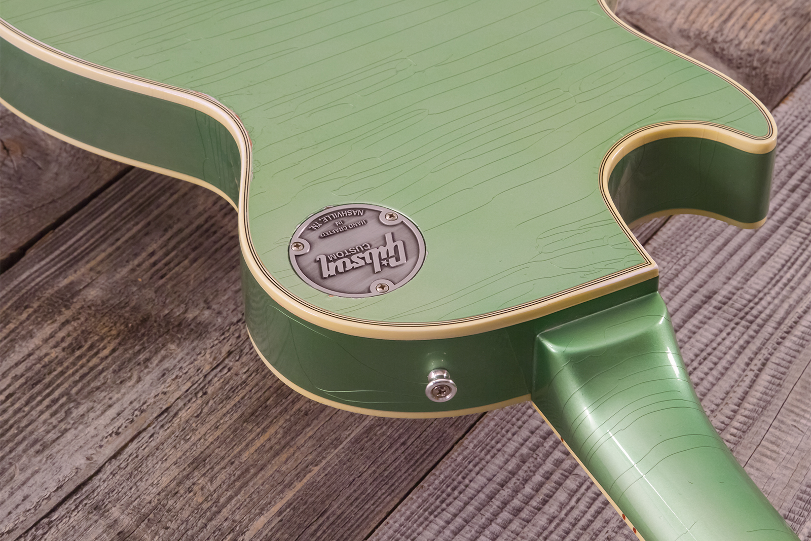 Gibson Custom Shop Les Paul Custom 1968 Reissue 2h Ht Eb - Murphy Lab Light Aging Jade Green - Single-Cut-E-Gitarre - Variation 23