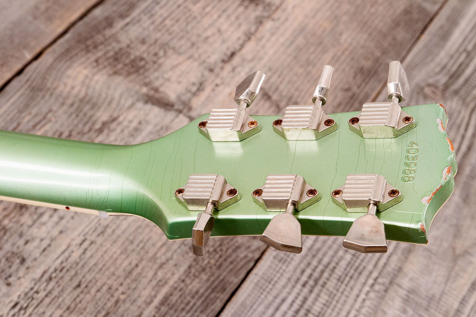 Gibson Custom Shop Les Paul Custom 1968 Reissue 2h Ht Eb - Murphy Lab Light Aging Jade Green - Single-Cut-E-Gitarre - Variation 25