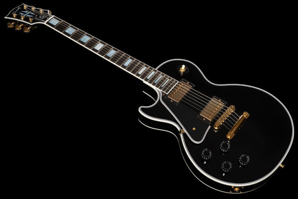 Gibson Custom Shop Les Paul Custom 2019 Lh Gaucher Hh Ht Eb - Ebony - E-Gitarre für Linkshänder - Variation 3