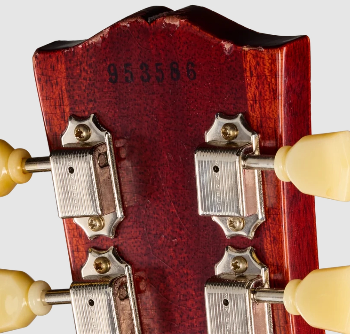 Gibson Custom Shop Les Paul Standard 1959 Birdseye Maple Le Ltd 2h Ht Rw - Murphy Lab Light Aged Peach Tea Burst - Single-Cut-E-Gitarre - Variation 6