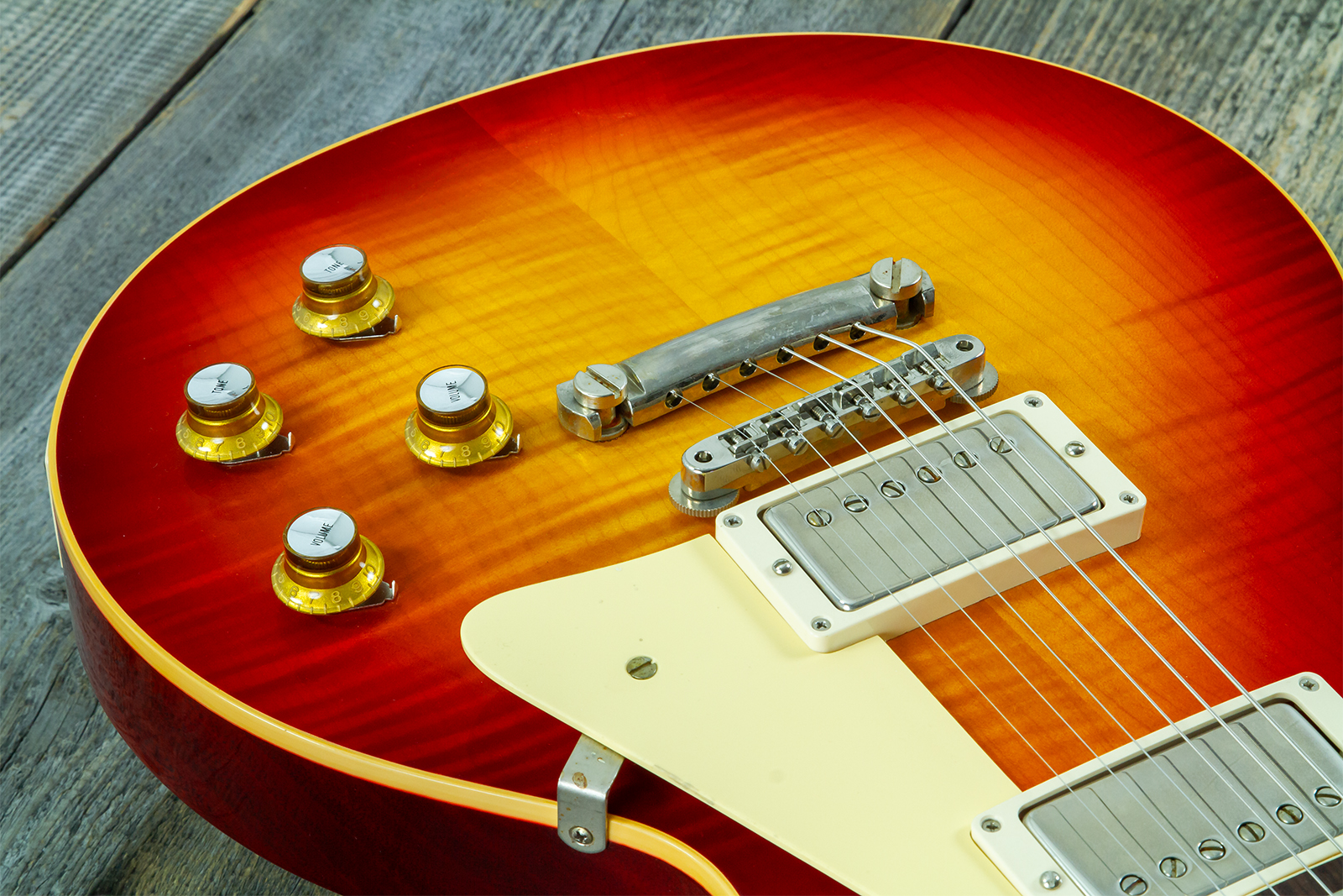 Gibson Custom Shop Les Paul Standard 1960 Reissue 2h Ht Rw #04714 - Vos Washed Cherry Sunburst - Single-Cut-E-Gitarre - Variation 6