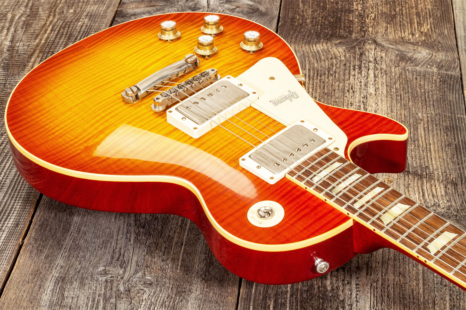 Gibson Custom Shop Les Paul Standard 1960 Reissue Lh Gaucher 2h Ht Rw #09122 - Vos Tangerine Burst - E-Gitarre für Linkshänder - Variation 2