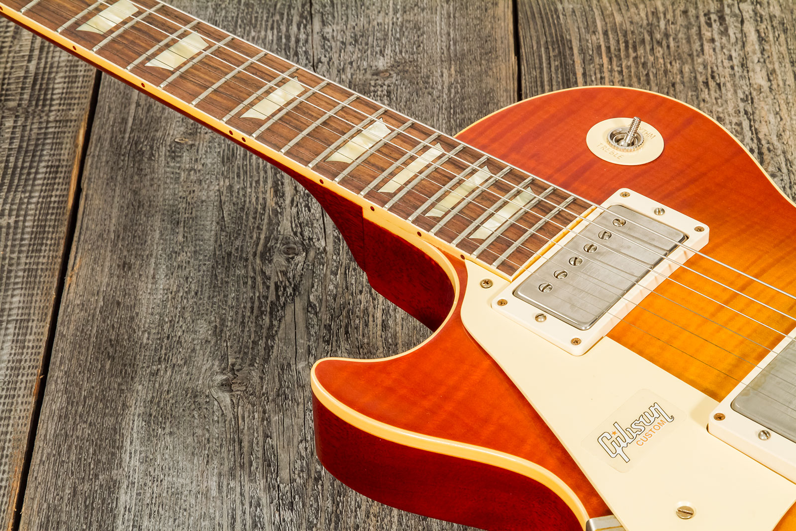 Gibson Custom Shop Les Paul Standard 1960 Reissue Lh Gaucher 2h Ht Rw #09122 - Vos Tangerine Burst - E-Gitarre für Linkshänder - Variation 4