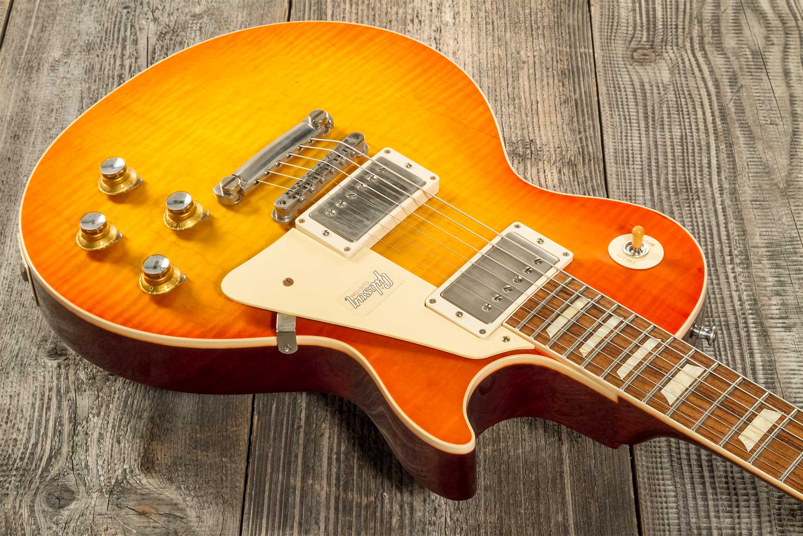Gibson Custom Shop Les Paul Standard 1960 V2 60th Anniversary 2h Ht Rw #0600 - Vos Orange Lemon Fade - Single-Cut-E-Gitarre - Variation 2