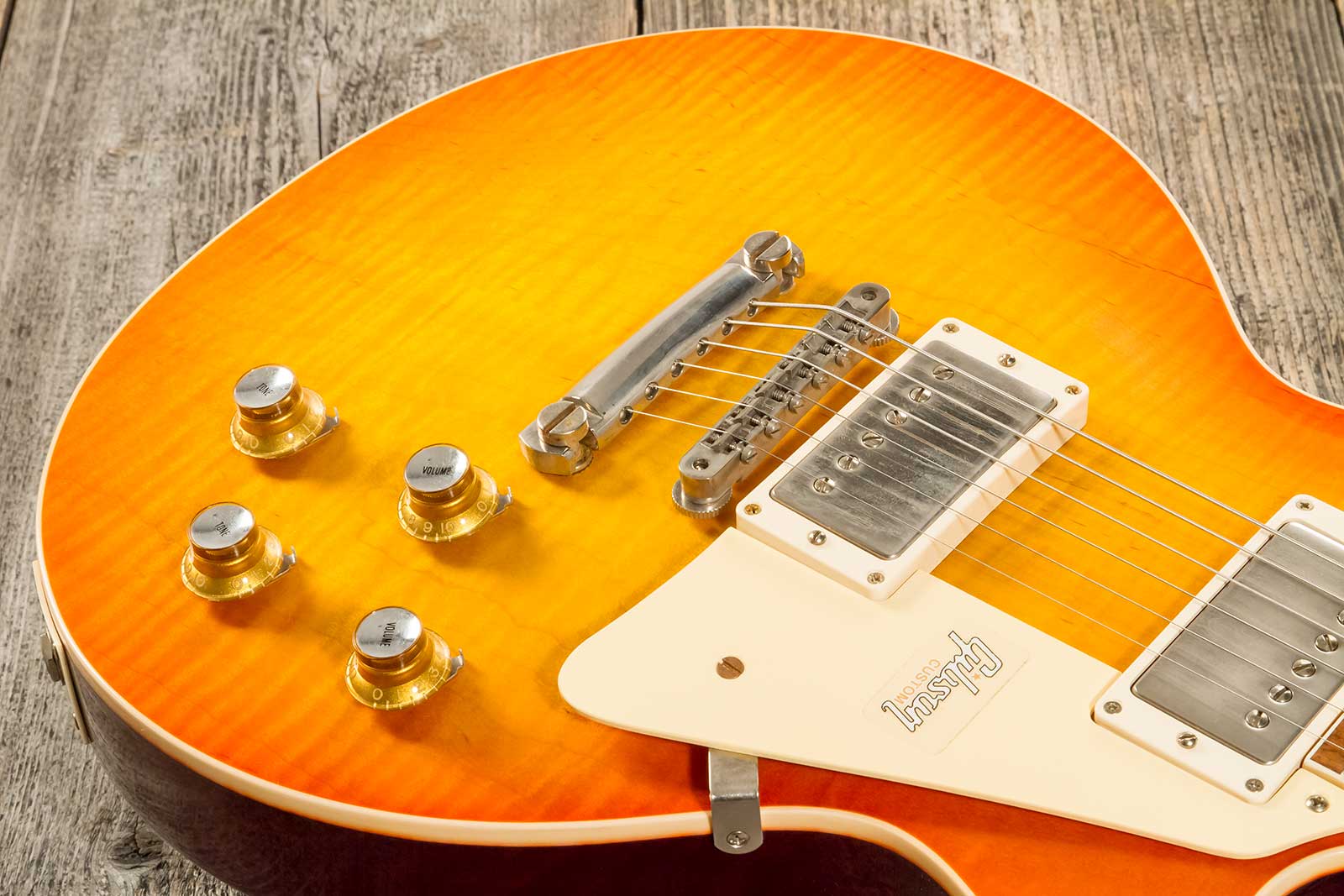 Gibson Custom Shop Les Paul Standard 1960 V2 60th Anniversary 2h Ht Rw #0600 - Vos Orange Lemon Fade - Single-Cut-E-Gitarre - Variation 3