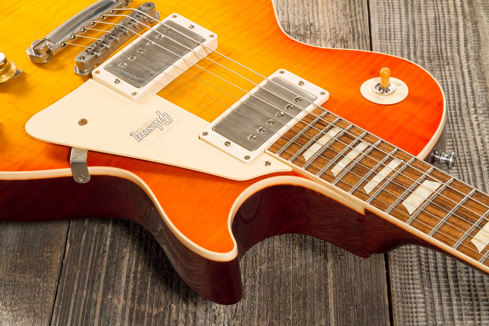 Gibson Custom Shop Les Paul Standard 1960 V2 60th Anniversary 2h Ht Rw #0600 - Vos Orange Lemon Fade - Single-Cut-E-Gitarre - Variation 4