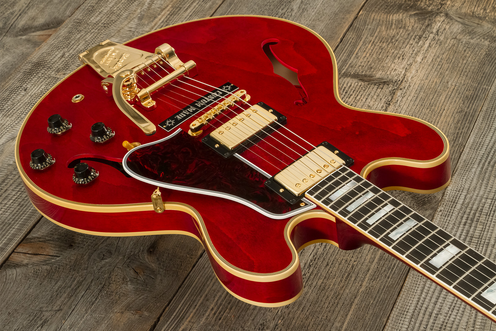 Gibson Custom Shop M2m Es355 1959 Bigsby Custom Made Plate 2h Trem Eb #a950134 - Vos 60s Cherry - Semi-Hollow E-Gitarre - Variation 2