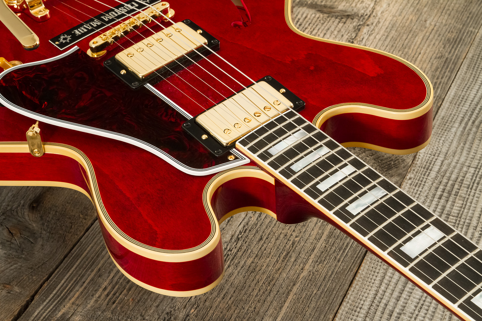Gibson Custom Shop M2m Es355 1959 Bigsby Custom Made Plate 2h Trem Eb #a950134 - Vos 60s Cherry - Semi-Hollow E-Gitarre - Variation 4