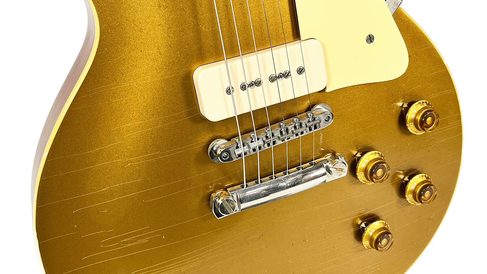 Gibson Custom Shop M2m Les Paul 1956 2h Ht Rw #63139 - Murphy Lab Light Aged Antique Gold - Single-Cut-E-Gitarre - Variation 2