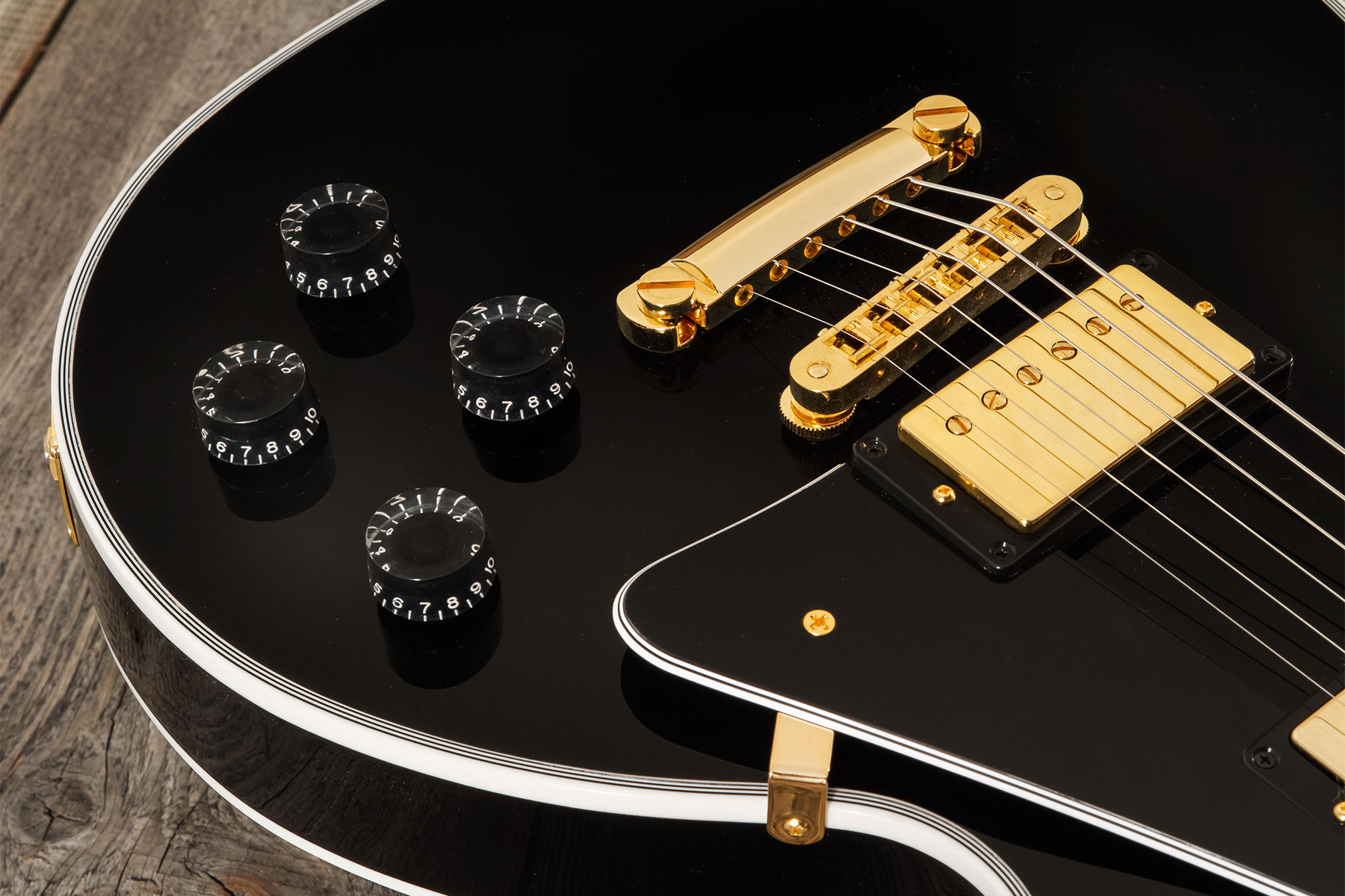 Gibson Custom Shop M2m Les Paul Custom Flowerpot Headstock 2h Ht Eb #cs403529 - Ebony Gloss - Single-Cut-E-Gitarre - Variation 10