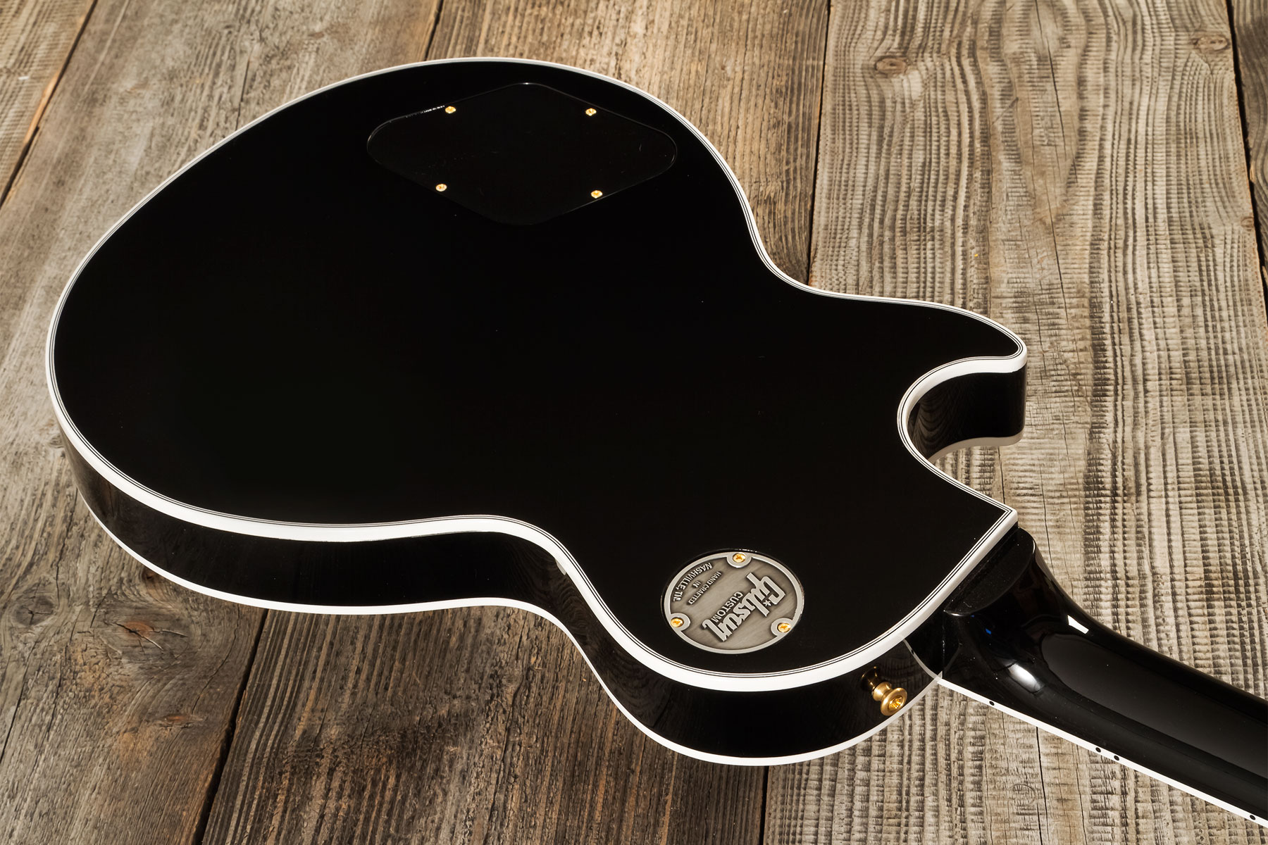 Gibson Custom Shop M2m Les Paul Custom Flowerpot Headstock 2h Ht Eb #cs403529 - Ebony Gloss - Single-Cut-E-Gitarre - Variation 12