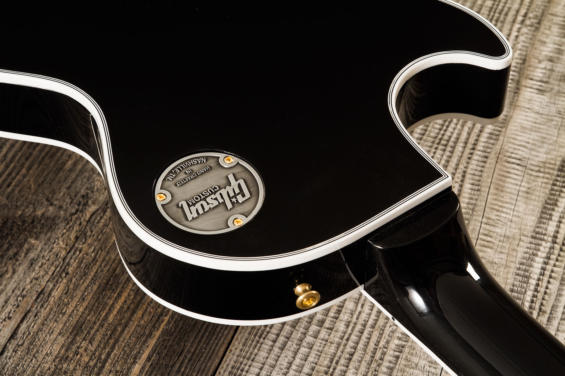 Gibson Custom Shop M2m Les Paul Custom Flowerpot Headstock 2h Ht Eb #cs403529 - Ebony Gloss - Single-Cut-E-Gitarre - Variation 13