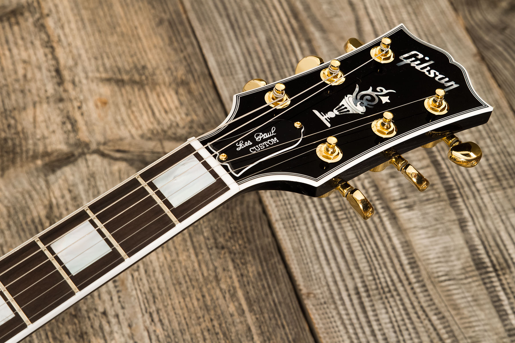 Gibson Custom Shop M2m Les Paul Custom Flowerpot Headstock 2h Ht Eb #cs403529 - Ebony Gloss - Single-Cut-E-Gitarre - Variation 14