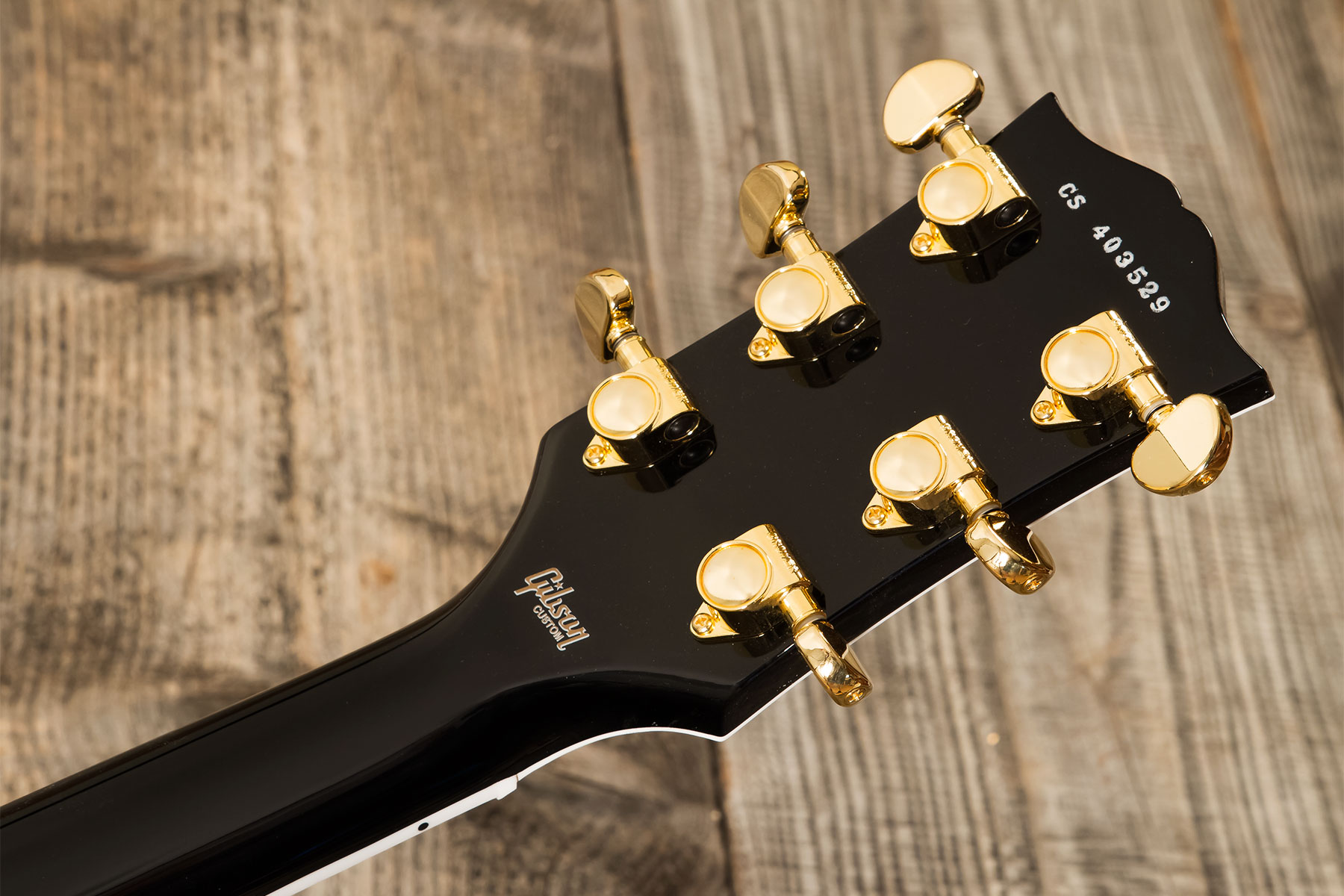 Gibson Custom Shop M2m Les Paul Custom Flowerpot Headstock 2h Ht Eb #cs403529 - Ebony Gloss - Single-Cut-E-Gitarre - Variation 15