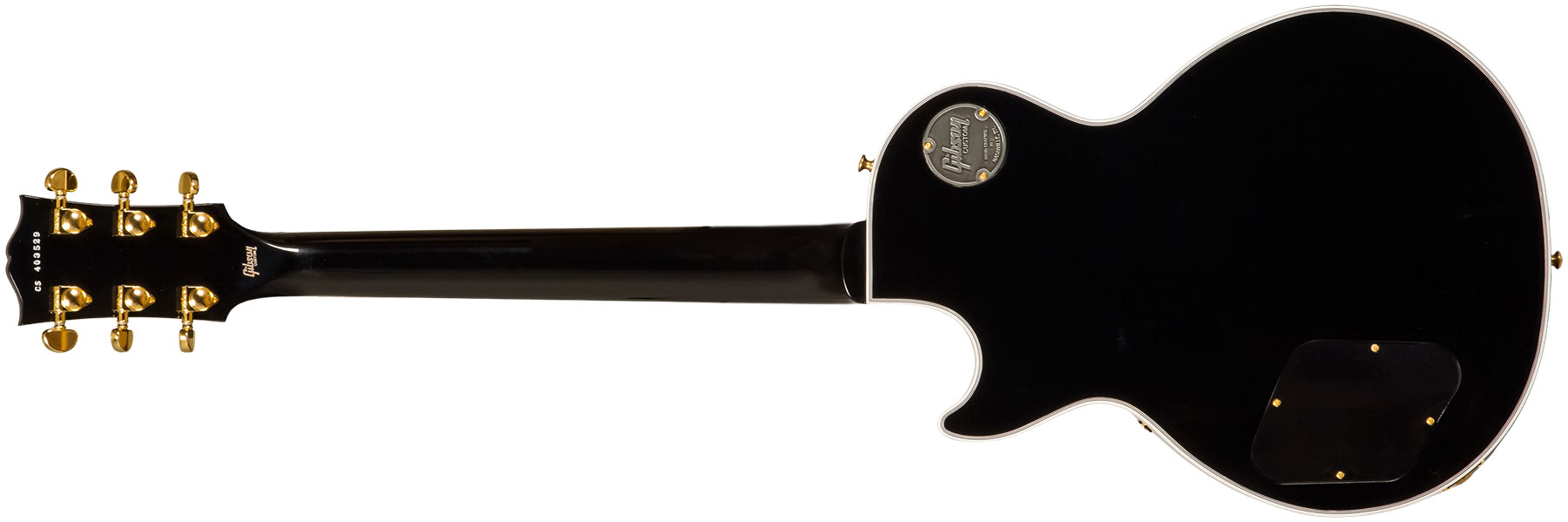 Gibson Custom Shop M2m Les Paul Custom Flowerpot Headstock 2h Ht Eb #cs403529 - Ebony Gloss - Single-Cut-E-Gitarre - Variation 8