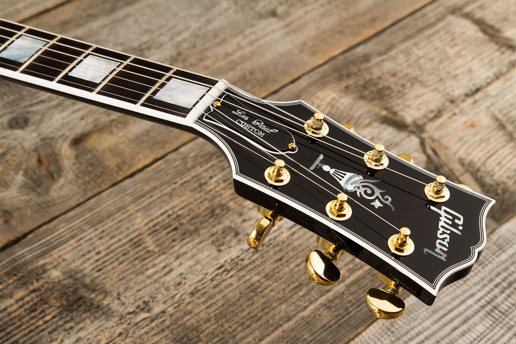 Gibson Custom Shop M2m Les Paul Custom Flowerpot Headstock 2h Trem Bigsby Eb #cs402776 - Ebony - Single-Cut-E-Gitarre - Variation 6