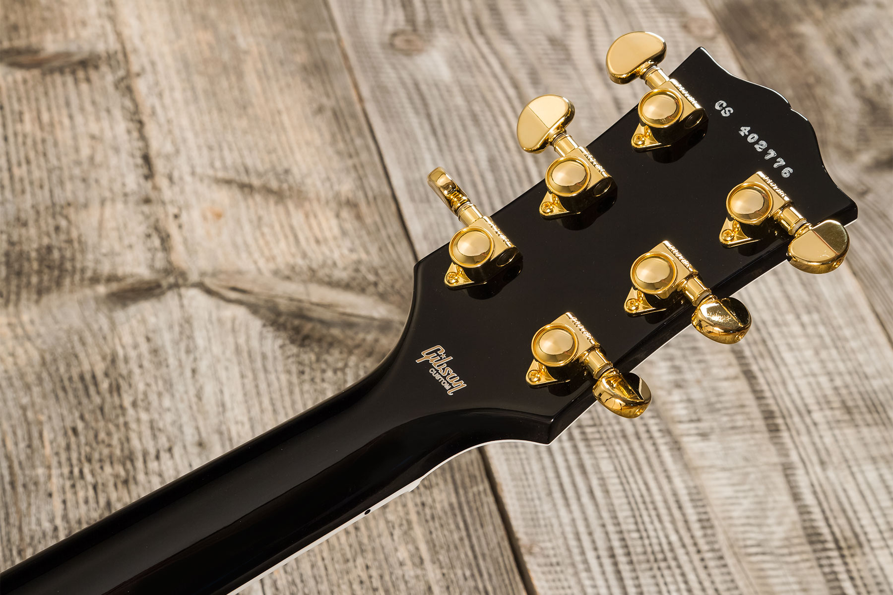 Gibson Custom Shop M2m Les Paul Custom Flowerpot Headstock 2h Trem Bigsby Eb #cs402776 - Ebony - Single-Cut-E-Gitarre - Variation 7