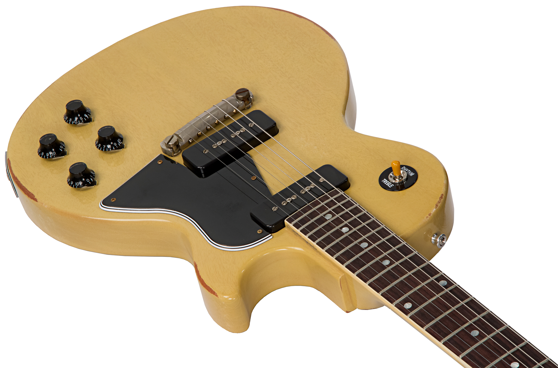 Gibson Custom Shop M2m Les Paul Special 1957 Single Cut Reissue P90 Ht Rw #70811 - Heavy Aged Tv Yellow - Single-Cut-E-Gitarre - Variation 2