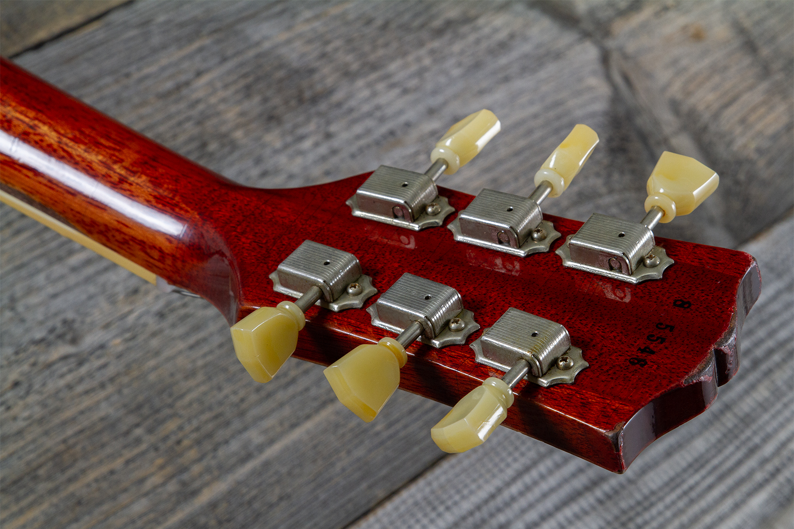 Gibson Custom Shop M2m Les Paul Standard 1958 2h Ht Rw #85546 - Murphy Lab Light Aged Ebony O. Gold - Single-Cut-E-Gitarre - Variation 12