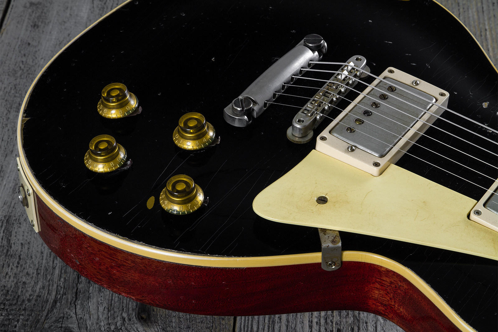 Gibson Custom Shop M2m Les Paul Standard 1958 2h Ht Rw #85546 - Murphy Lab Light Aged Ebony O. Gold - Single-Cut-E-Gitarre - Variation 3