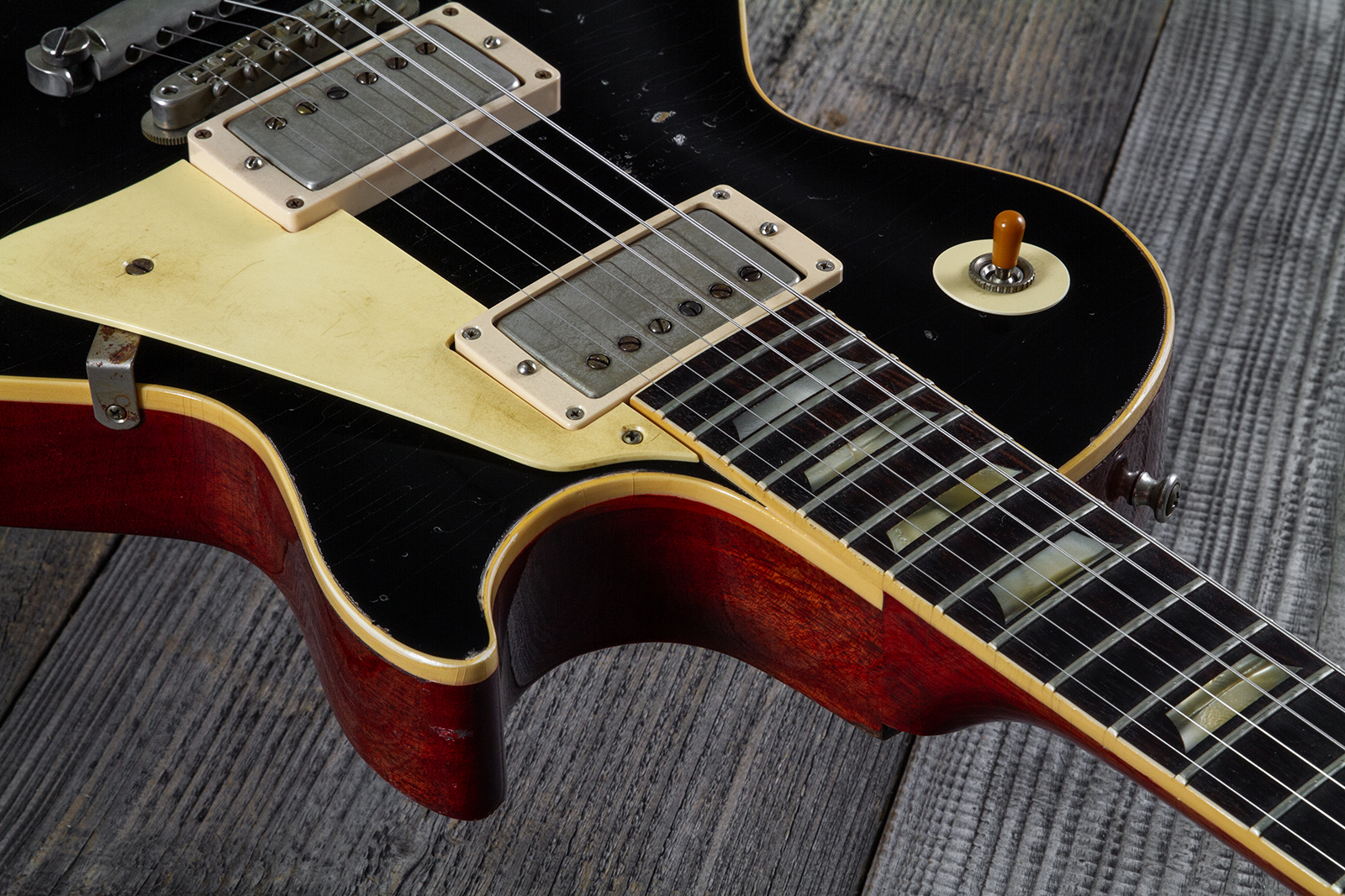 Gibson Custom Shop M2m Les Paul Standard 1958 2h Ht Rw #85546 - Murphy Lab Light Aged Ebony O. Gold - Single-Cut-E-Gitarre - Variation 4