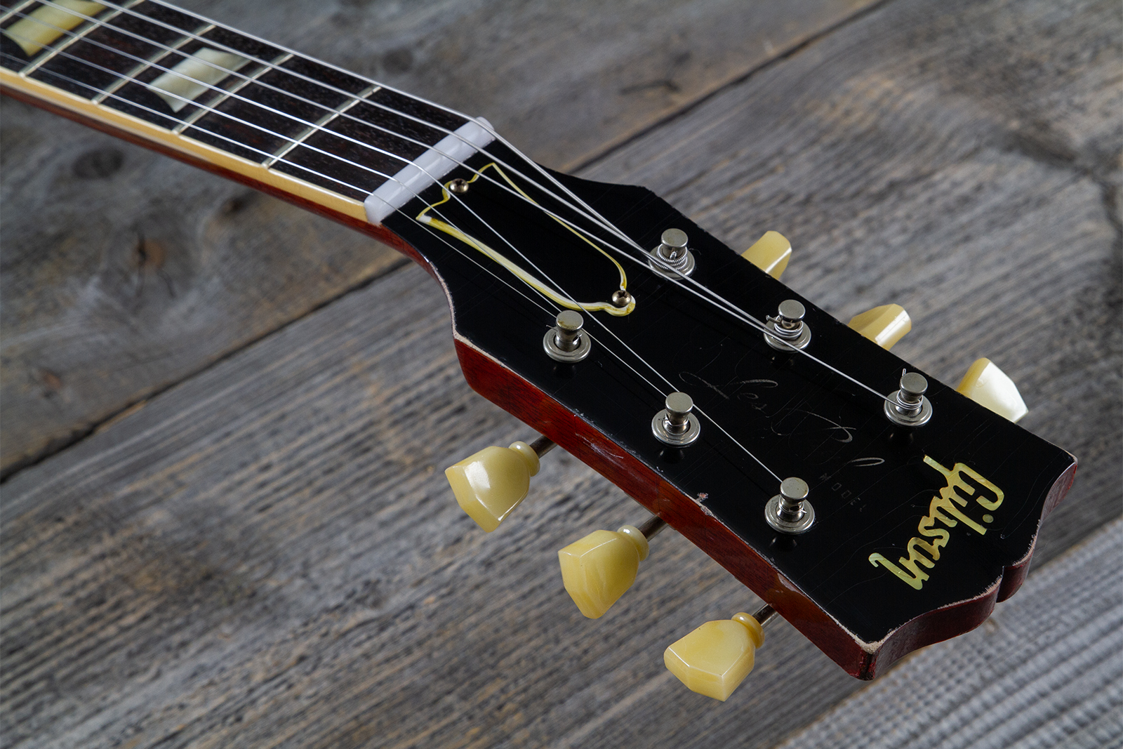 Gibson Custom Shop M2m Les Paul Standard 1958 2h Ht Rw #85546 - Murphy Lab Light Aged Ebony O. Gold - Single-Cut-E-Gitarre - Variation 6