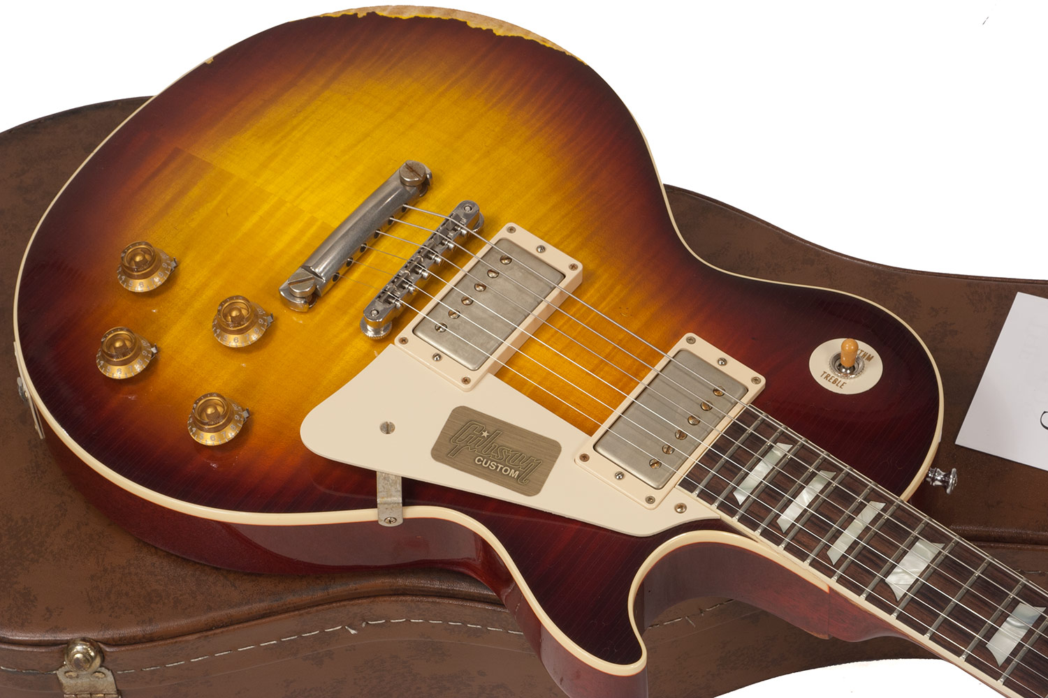 Gibson Custom Shop M2m Les Paul Standard 1958 2h Ht Rw #r862322 - Aged Bourbon Burst - Single-Cut-E-Gitarre - Variation 2
