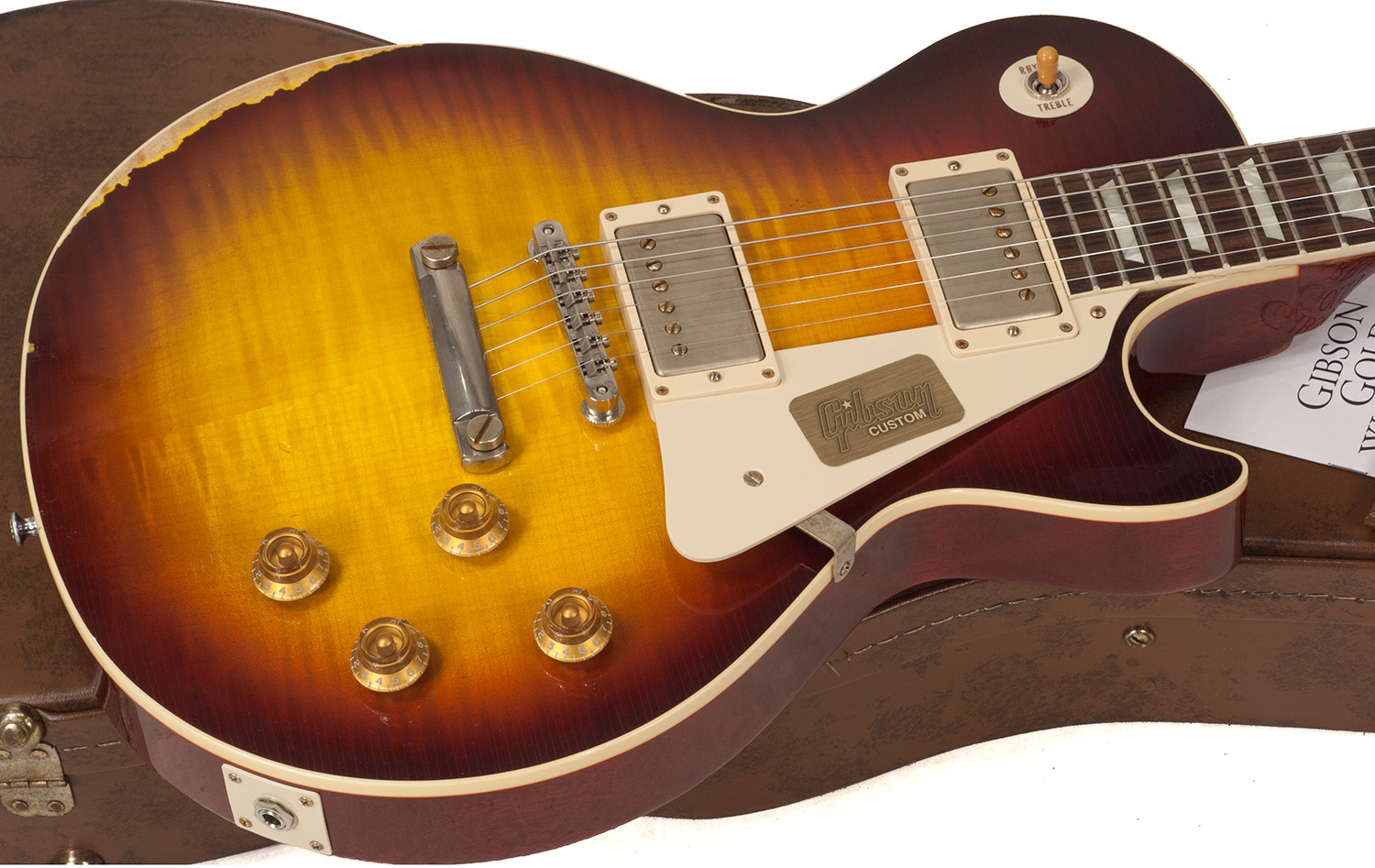 Gibson Custom Shop M2m Les Paul Standard 1958 2h Ht Rw #r862322 - Aged Bourbon Burst - Single-Cut-E-Gitarre - Variation 3