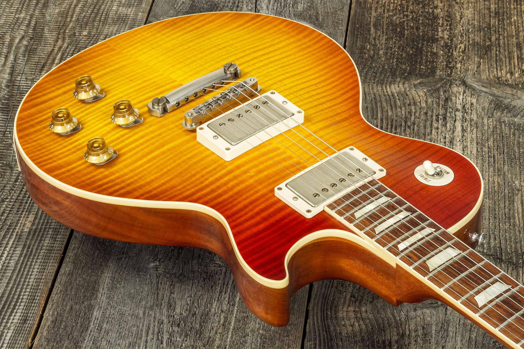 Gibson Custom Shop M2m Les Paul Standard 1959 2h Ht Rw #93133 - Vos Amber Burst - Single-Cut-E-Gitarre - Variation 2
