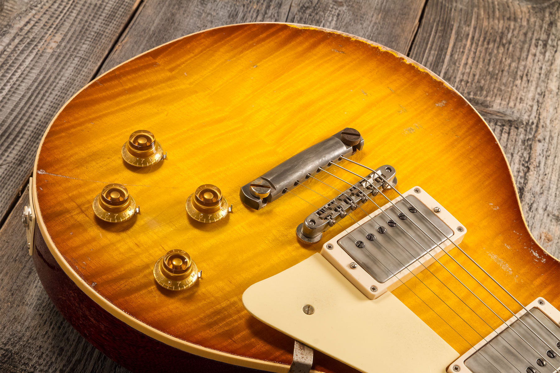 Gibson Custom Shop M2m Les Paul Standard 1959 2h Ht Rw #942047 - Murphy Lab Ultra Heavy Aged Golden Poppy Burst - Single-Cut-E-Gitarre - Variation 3