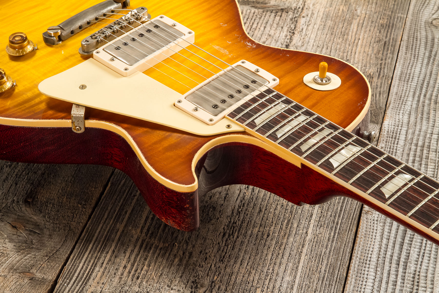 Gibson Custom Shop M2m Les Paul Standard 1959 2h Ht Rw #942047 - Murphy Lab Ultra Heavy Aged Golden Poppy Burst - Single-Cut-E-Gitarre - Variation 4