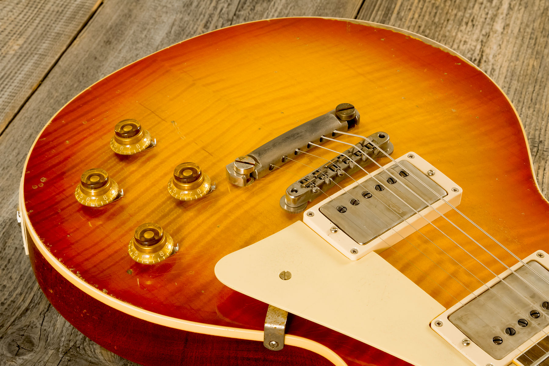 Gibson Custom Shop M2m Les Paul Standard 1959 2h Ht Rw #942136 - Murphy Lab Heavy Aged Sunrise Tea Burst - Single-Cut-E-Gitarre - Variation 3
