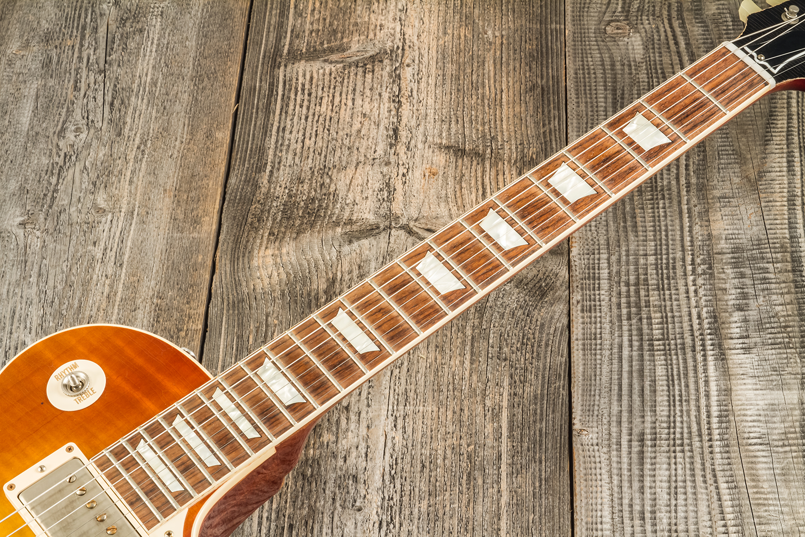 Gibson Custom Shop M2m Les Paul Standard 1959 2h Ht Rw #r961618 - Aged Sunrise Teaburst - Single-Cut-E-Gitarre - Variation 11