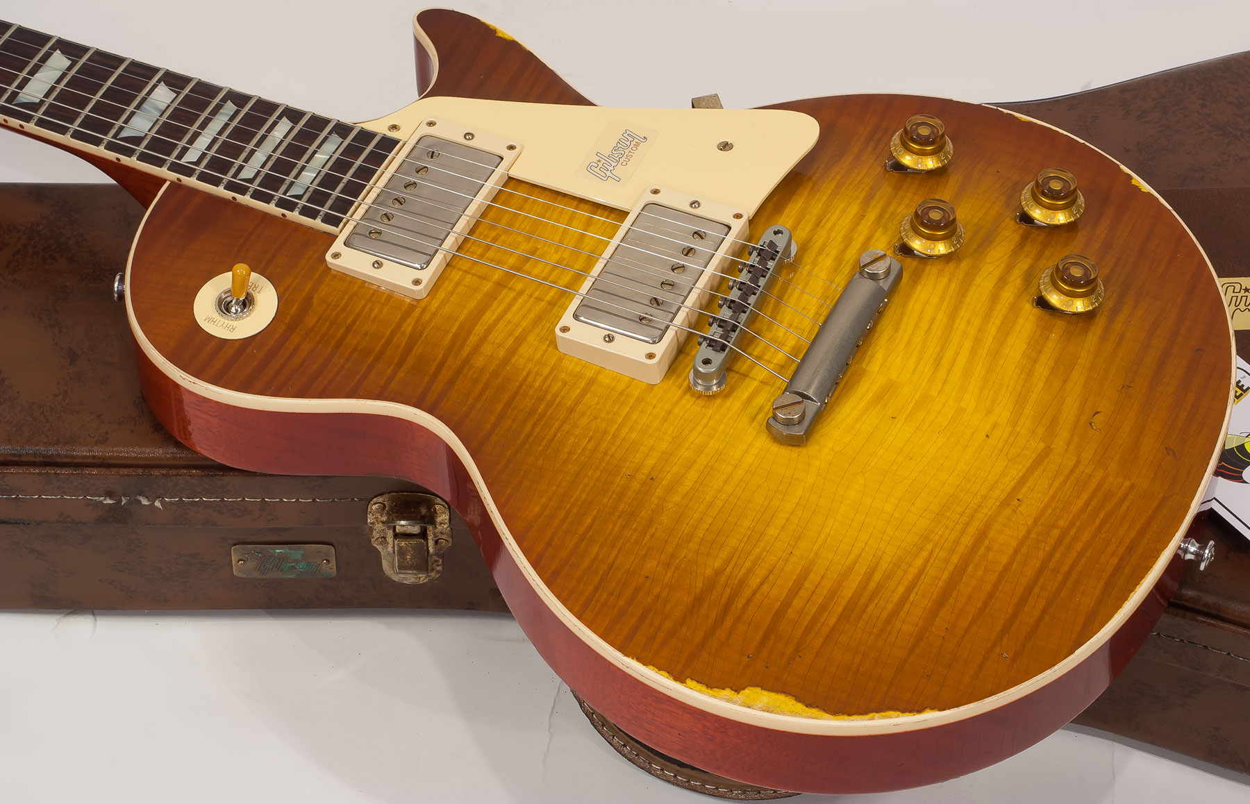 Gibson Custom Shop M2m Les Paul Standard 1959 2h Ht Rw #982192 - Heavy Aged Sunrise Tea Burst - Single-Cut-E-Gitarre - Variation 3