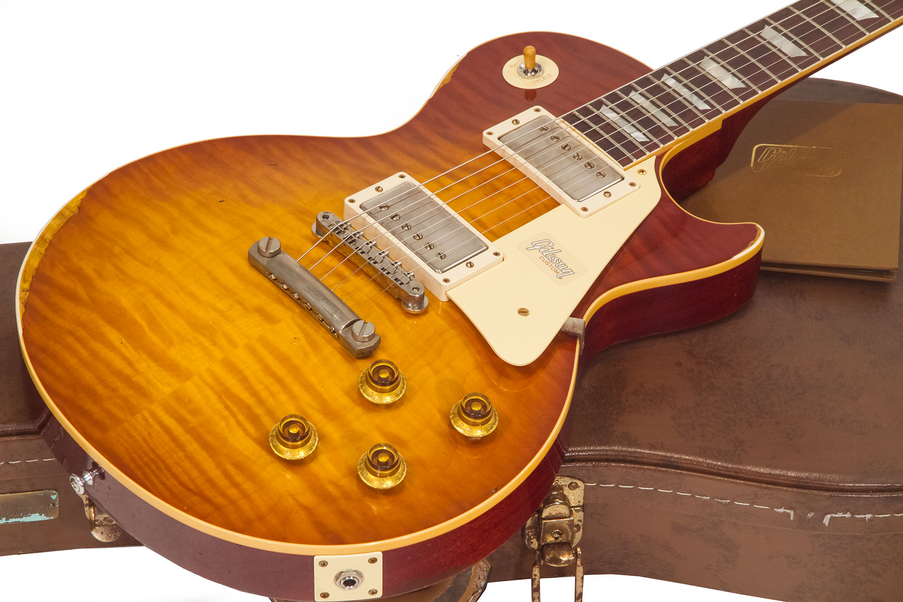 Gibson Custom Shop M2m Les Paul Standard 1959 2h Ht Rw #983303 - Ultra Aged New Orange Sunset Fade - Single-Cut-E-Gitarre - Variation 1